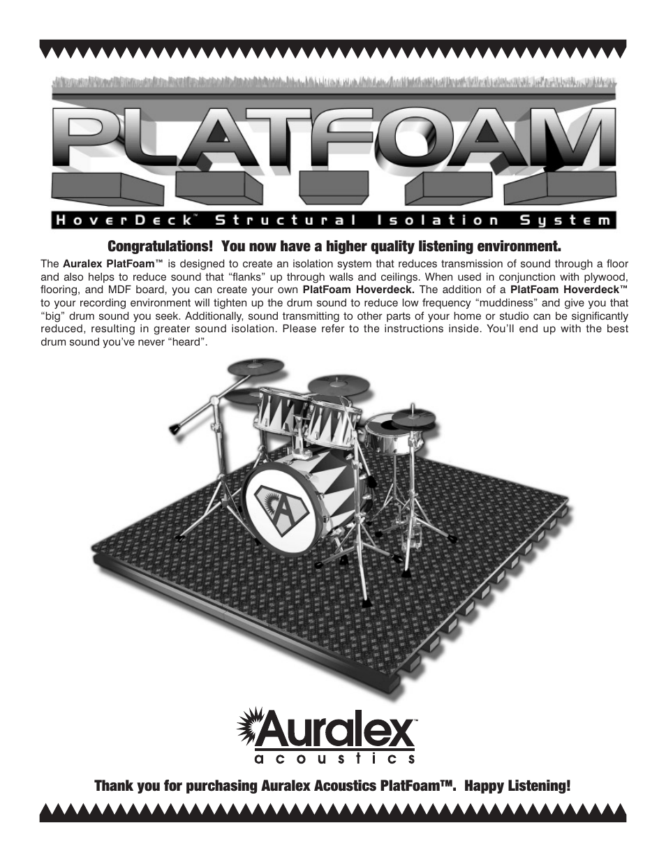 Auralex PlatFoam User Manual | 3 pages