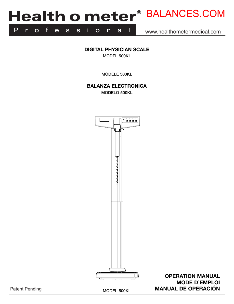 Balance HEALTH O METER O 500KL User Manual | 16 pages