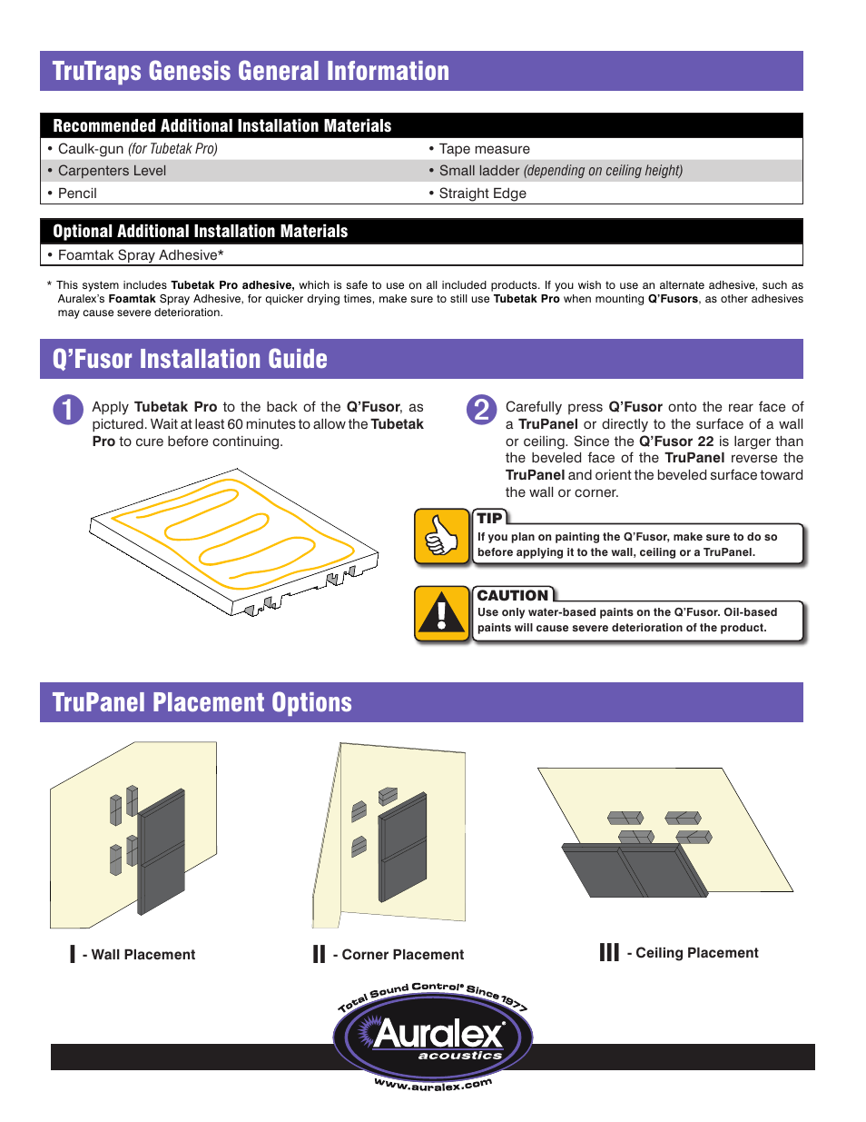 Auralex TruTraps Genesis System User Manual | Page 2 / 4