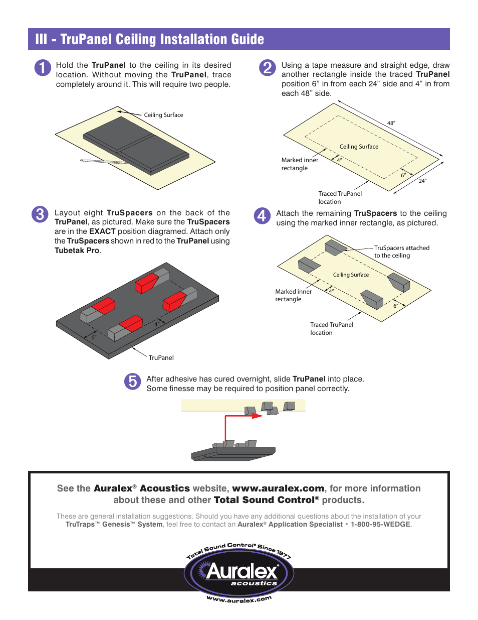 Iii - trupanel ceiling installation guide | Auralex TruTraps Genesis System User Manual | Page 4 / 4
