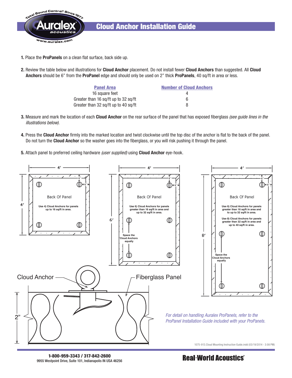 Auralex Cloud Anchor v4 User Manual | 1 page