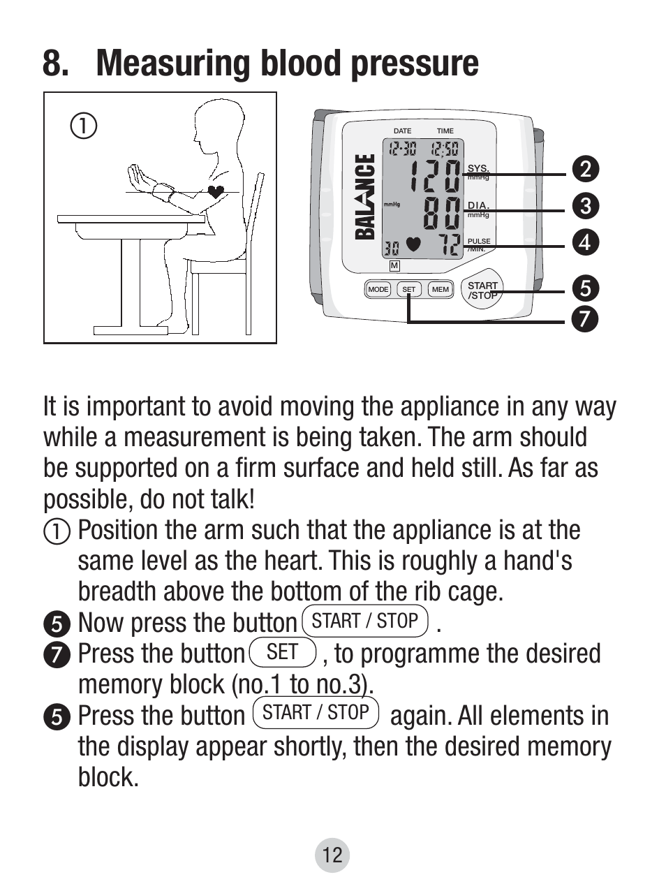 Measuring blood pressure | Balance KH 8097 User Manual | Page 12 / 22