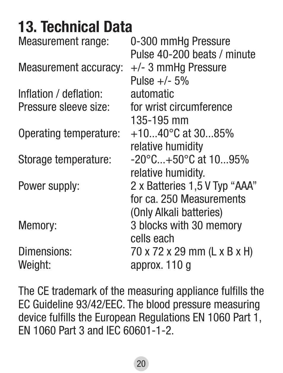 Technical data | Balance KH 8097 User Manual | Page 20 / 22