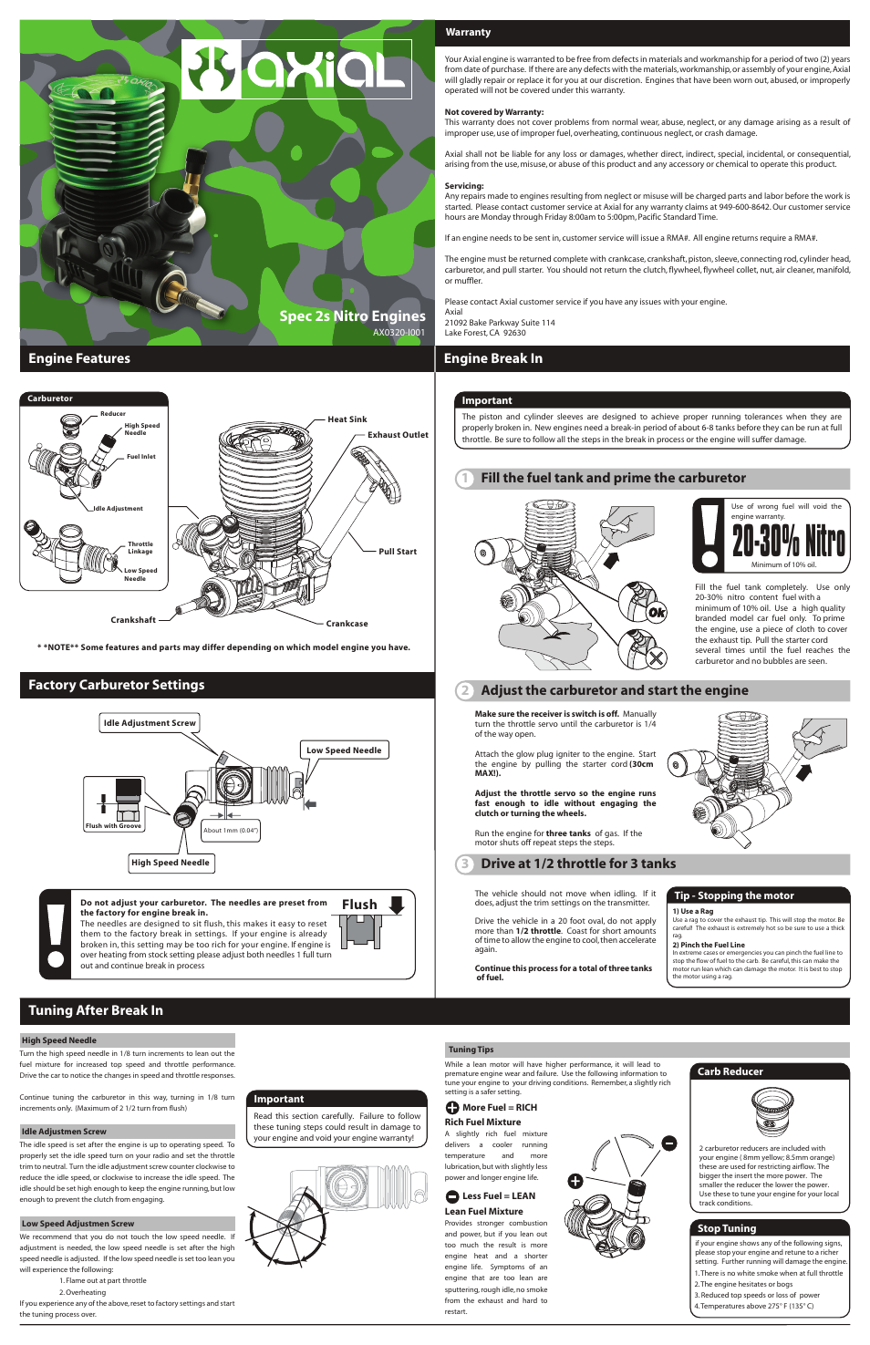 Axial Racing AX0320 User Manual | 2 pages