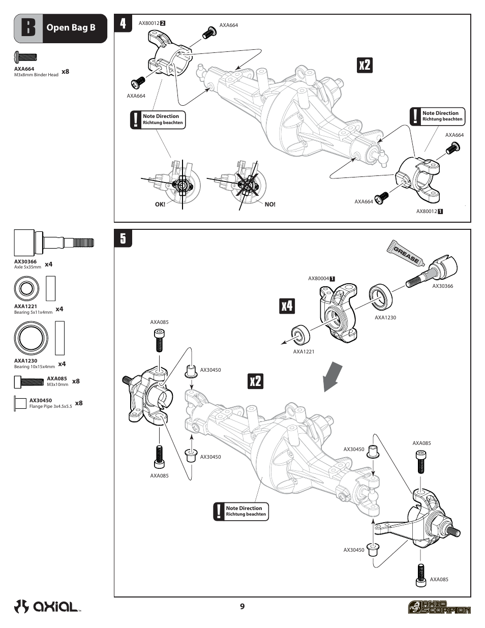 4x4 x2 x2, Open bag b | Axial Racing AX90001 User Manual | Page 10 / 36