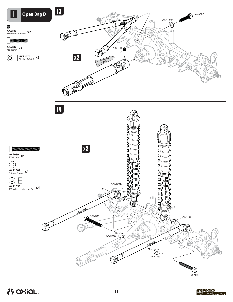 Open bag d | Axial Racing AX90001 User Manual | Page 14 / 36