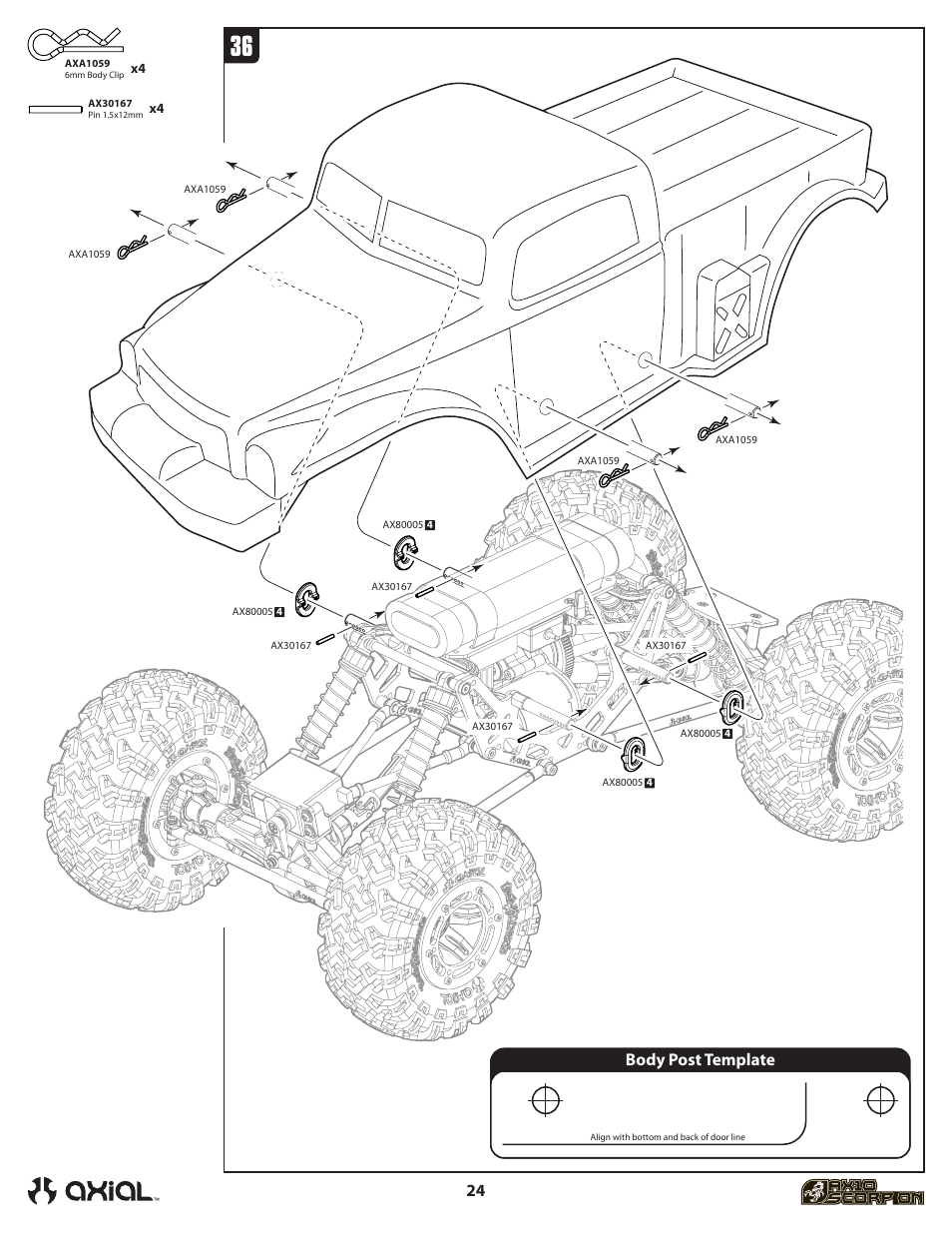 Body post template | Axial Racing AX90001 User Manual | Page 25 / 36