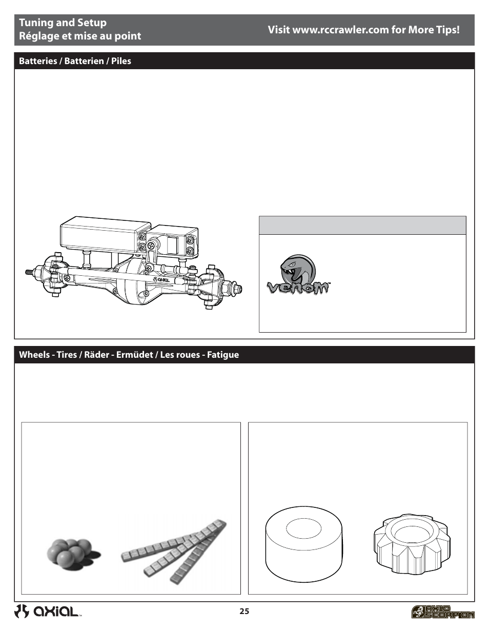 Batteries / batterien / piles | Axial Racing AX90001 User Manual | Page 26 / 36