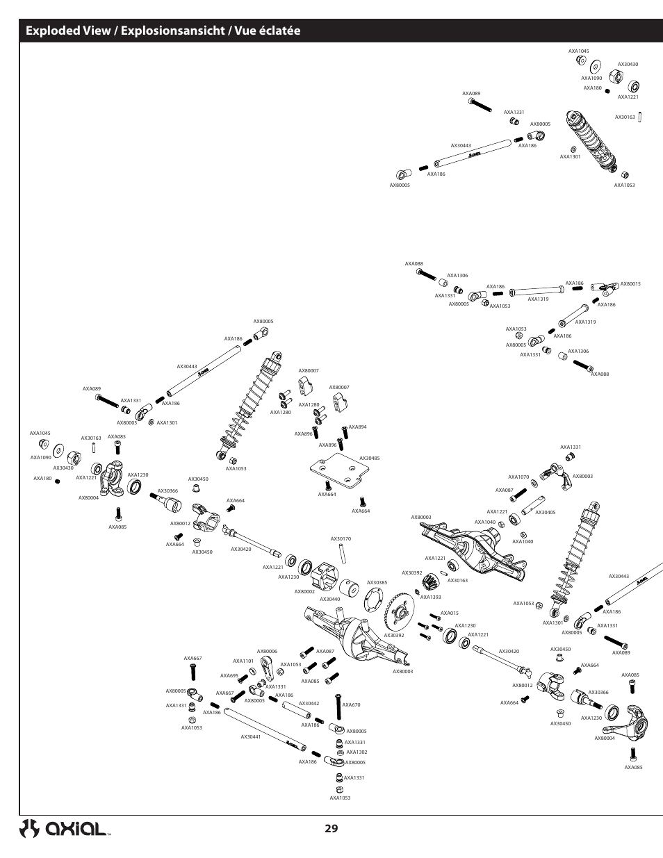 Exploded view / explosionsansicht / vue éclatée | Axial Racing AX90001 User Manual | Page 30 / 36