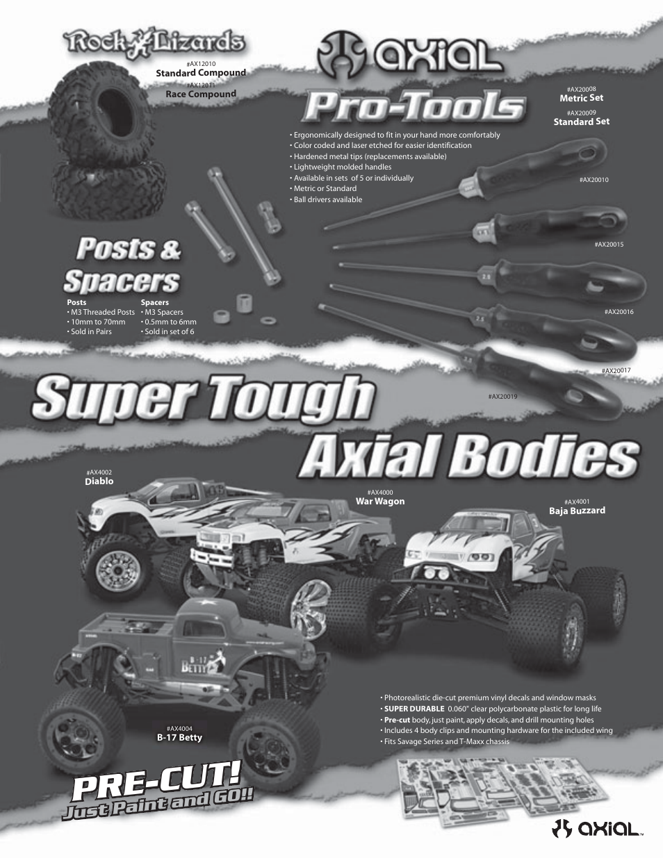 Pre-cut, Just paint and go | Axial Racing AX90001 User Manual | Page 35 / 36