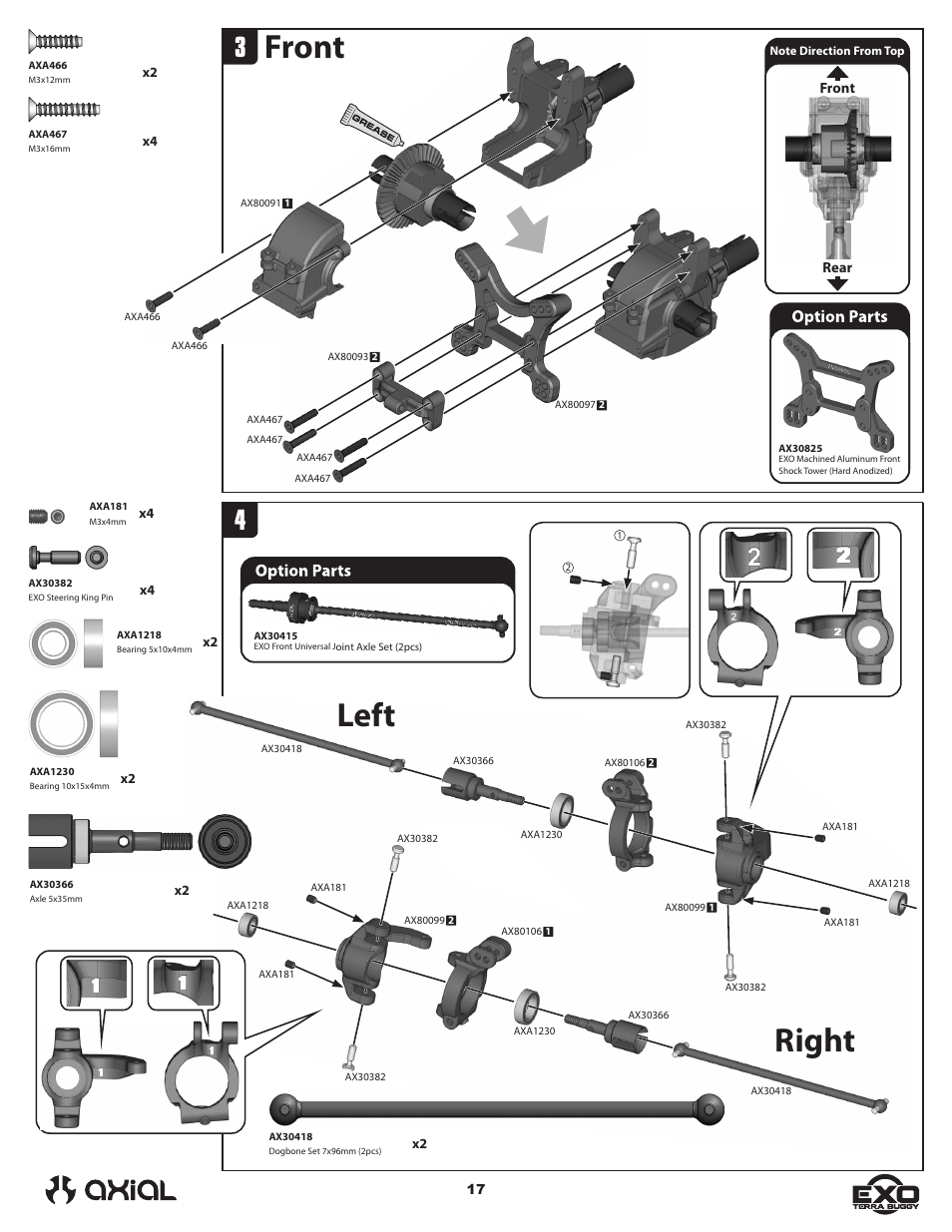 Right left, Front | Axial Racing AX90024 User Manual | Page 17 / 52