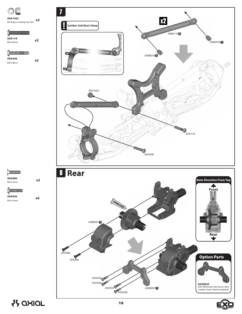 Rear, 7x2 8 | Axial Racing AX90024 User Manual | Page 19 / 52