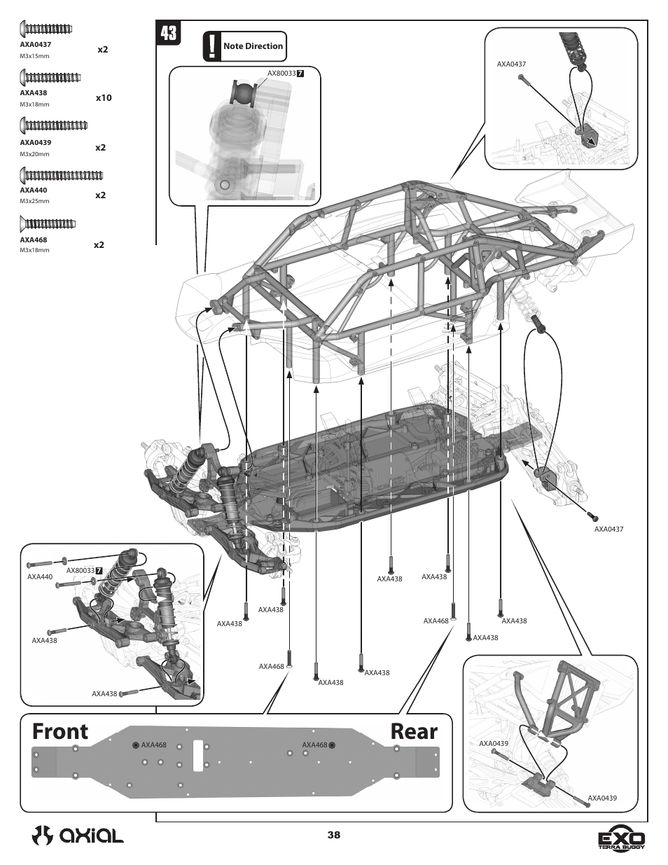 Front rear | Axial Racing AX90024 User Manual | Page 38 / 52