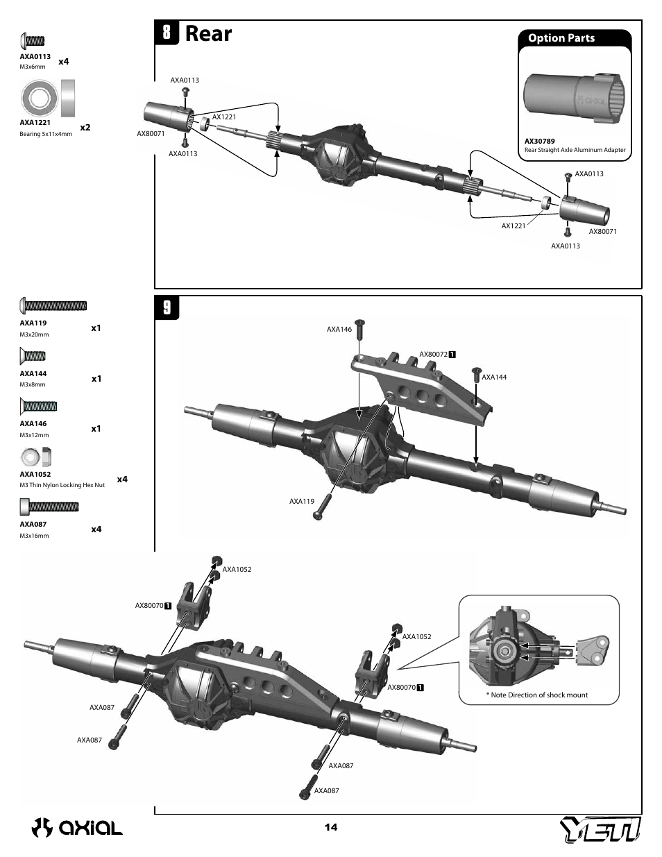 Rear | Axial Racing AX90025 User Manual | Page 14 / 60