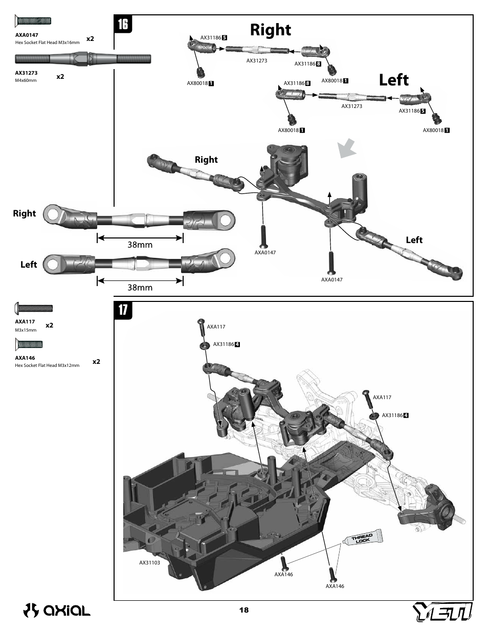 Left right, Left, Left right right | Axial Racing AX90025 User Manual | Page 18 / 60