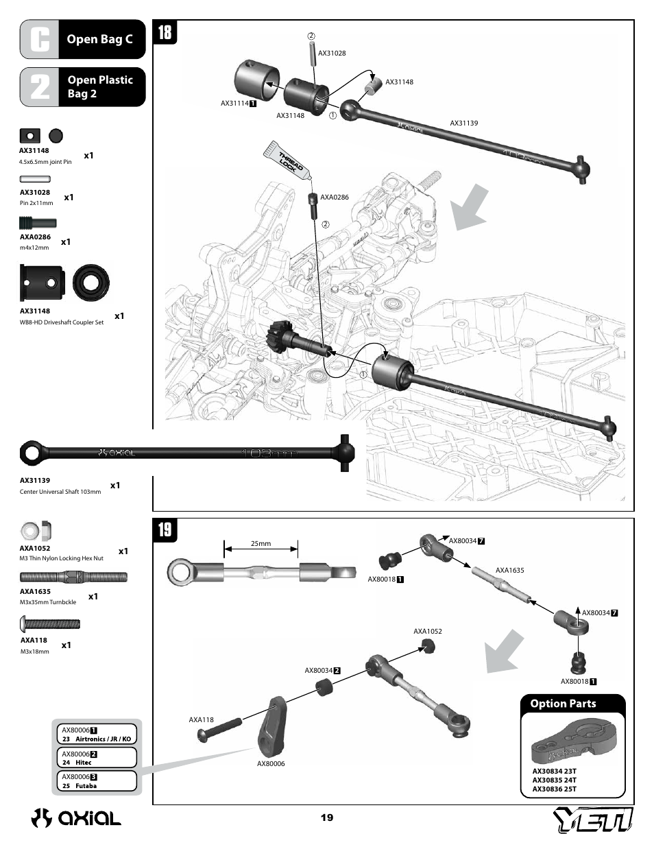 Open bag c, Open plastic bag 2 | Axial Racing AX90025 User Manual | Page 19 / 60