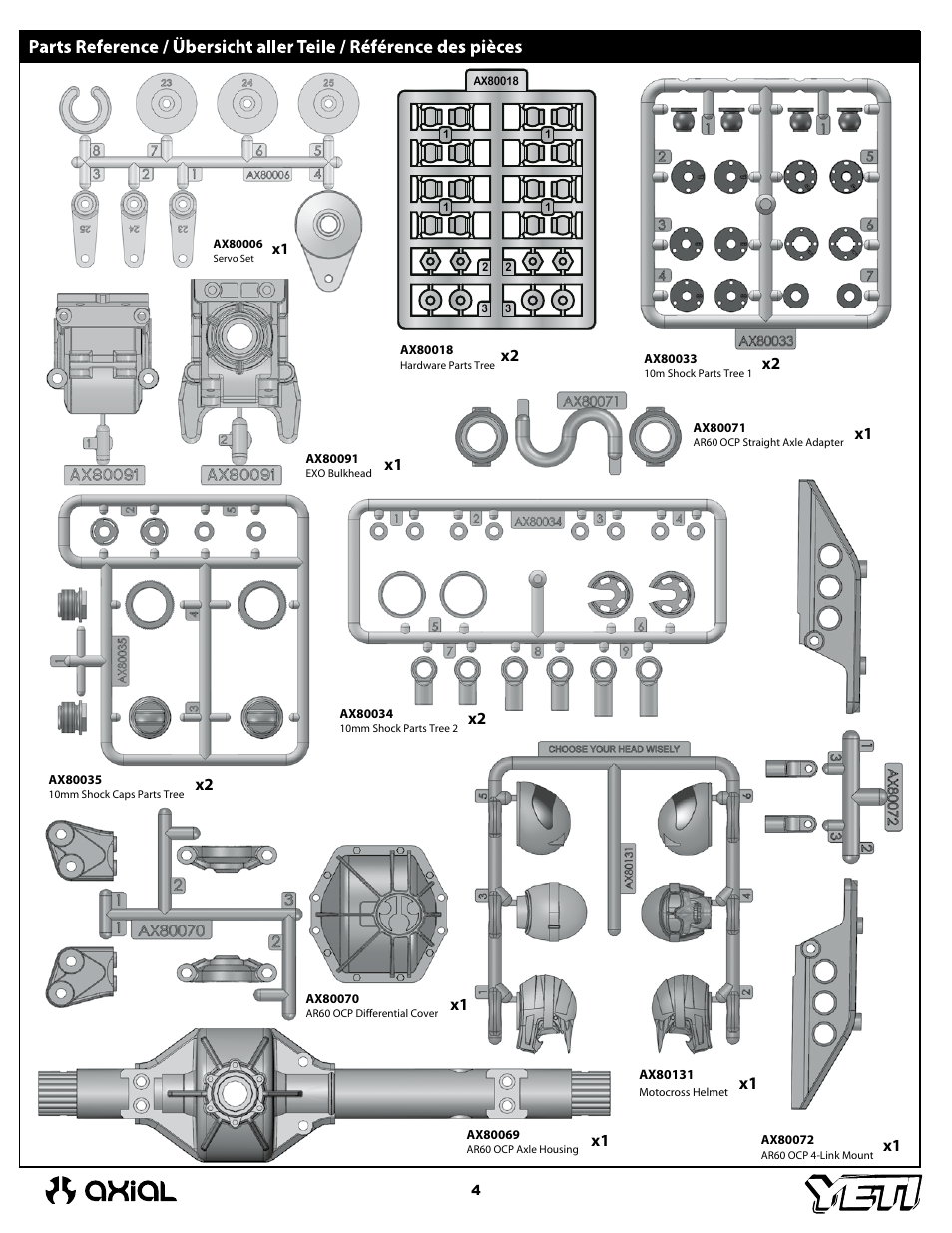 Axial Racing AX90025 User Manual | Page 4 / 60