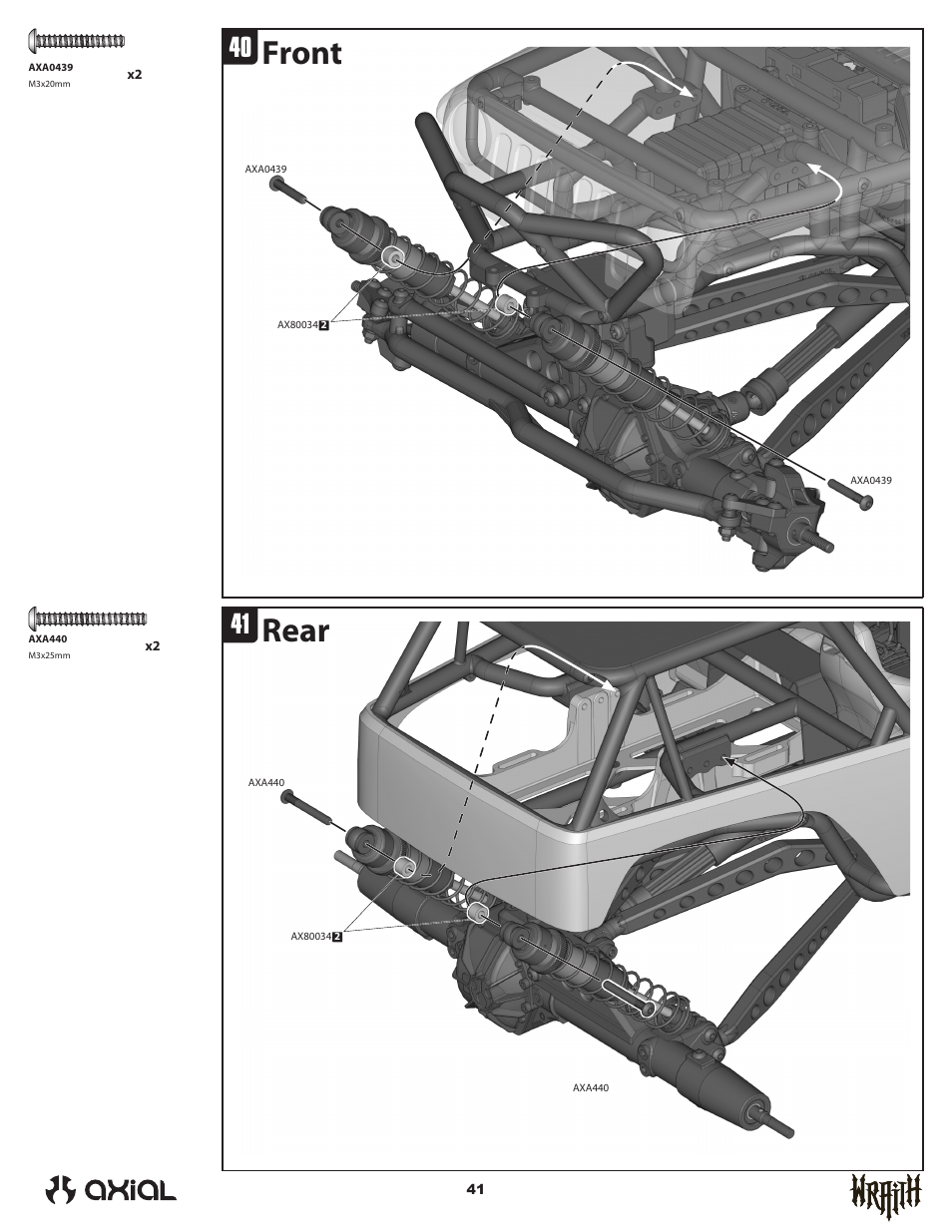 Rear front | Axial Racing AX90031 User Manual | Page 41 / 52