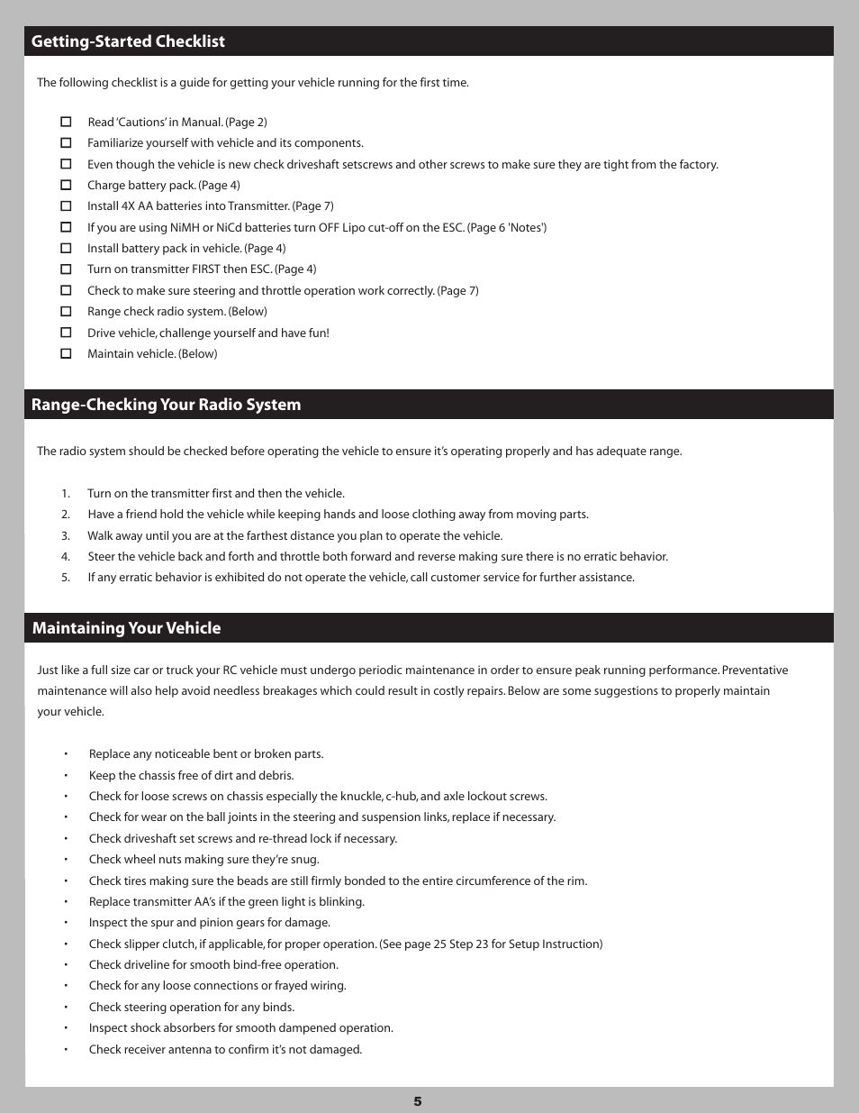 Maintaining your vehicle | Axial Racing AX90031 User Manual | Page 5 / 52
