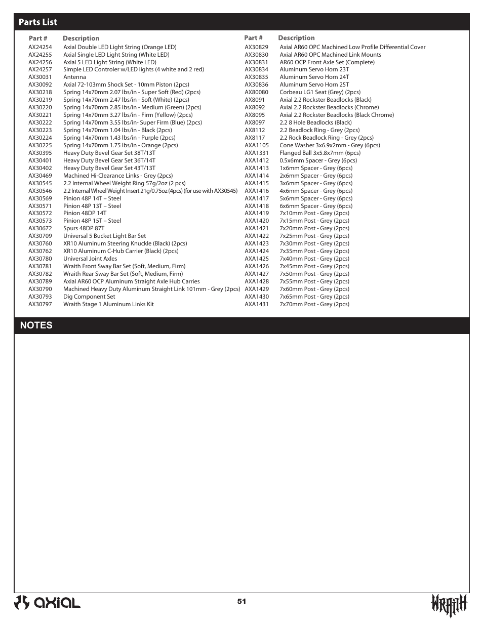 Axial Racing AX90031 User Manual | Page 51 / 52