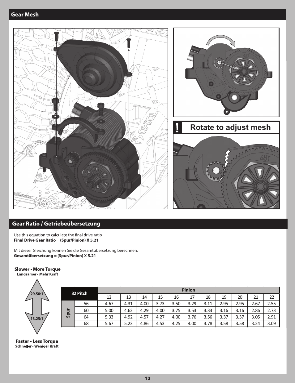 Rotate to adjust mesh | Axial Racing AX90032 User Manual | Page 13 / 32