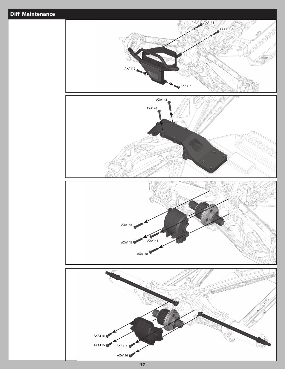 Diff maintenance | Axial Racing AX90032 User Manual | Page 17 / 32