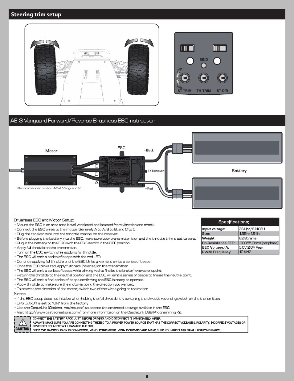 Steering trim setup | Axial Racing AX90032 User Manual | Page 8 / 32