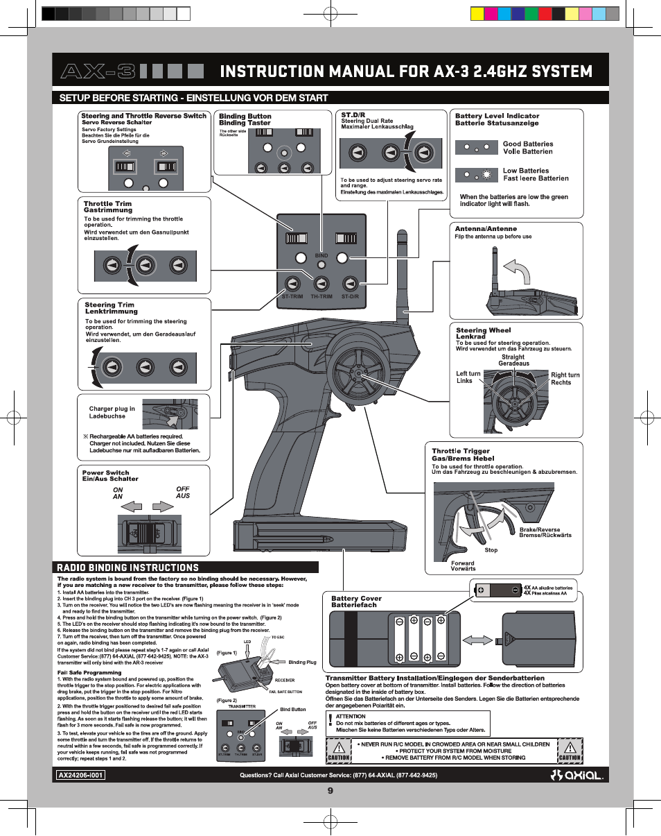 Esc instructions | Axial Racing AX90033 User Manual | Page 9 / 28