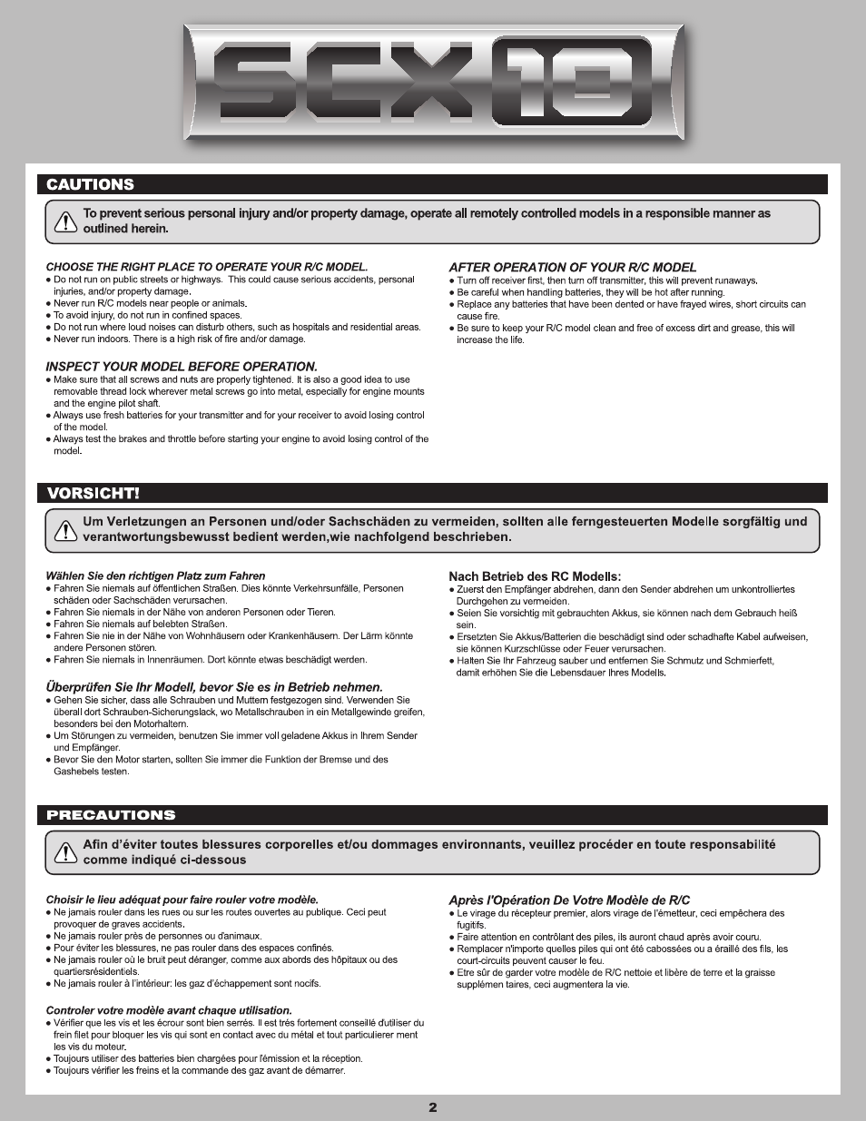 Axial Racing AX90035 User Manual | Page 2 / 28