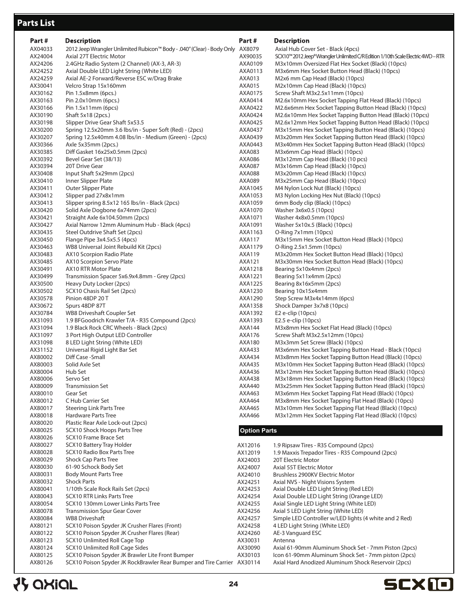 Axial Racing AX90035 User Manual | Page 24 / 28