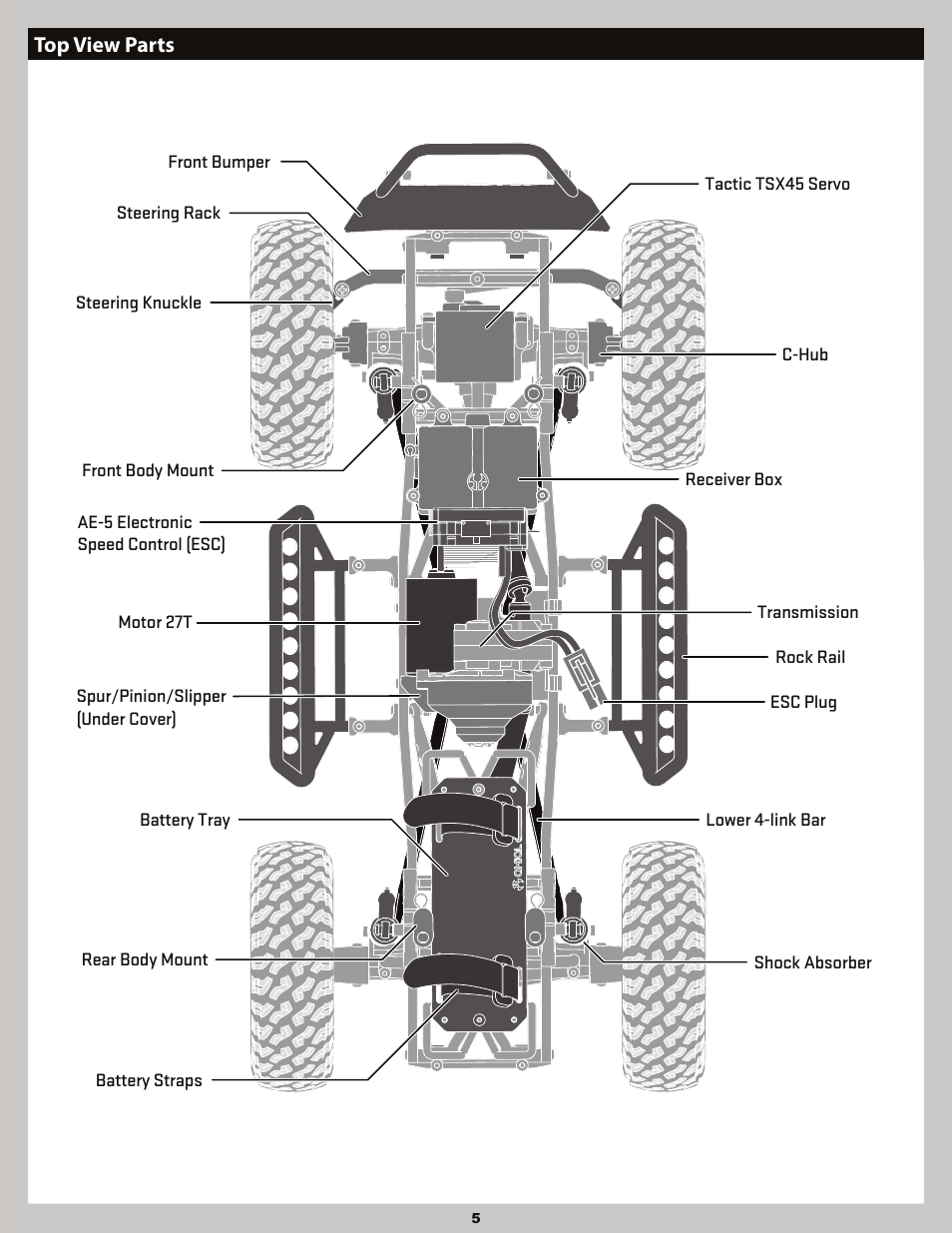 Top view parts | Axial Racing AX90036 User Manual | Page 5 / 28