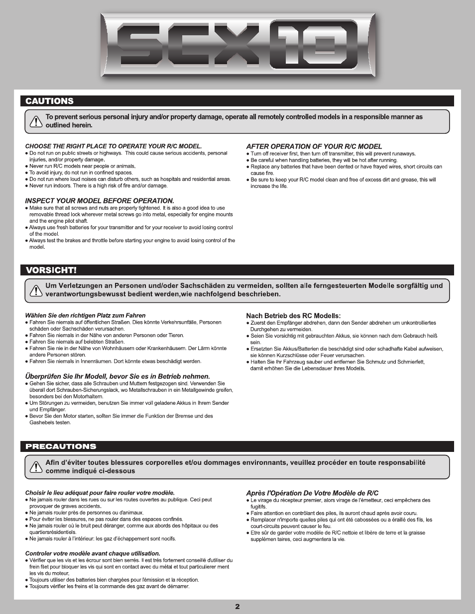 Axial Racing AX90044 User Manual | Page 2 / 28