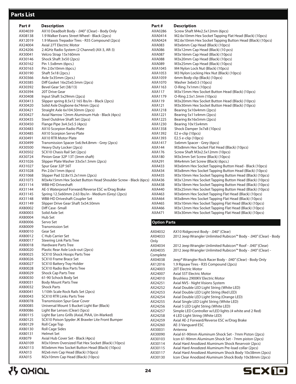 Axial Racing AX90044 User Manual | Page 24 / 28