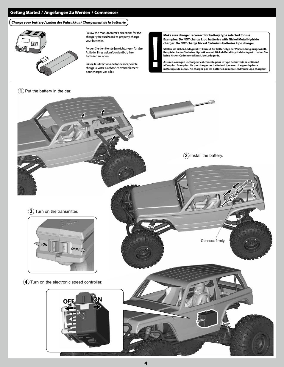 On off | Axial Racing AX90045 User Manual | Page 4 / 24