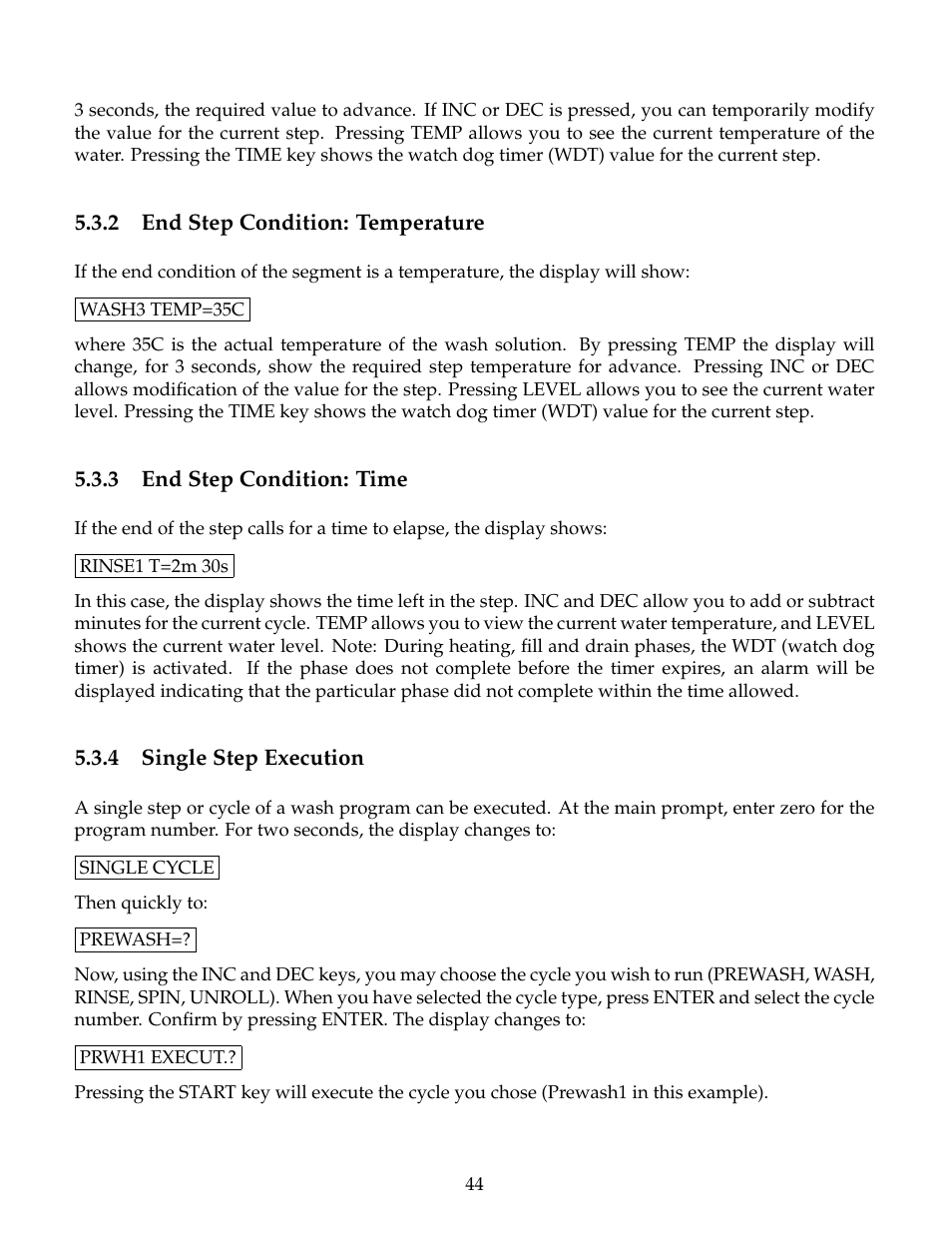 End step condition: temperature, End step condition: time, Single step execution | B&C Technologies SP Series Commercial User Manual | Page 48 / 60