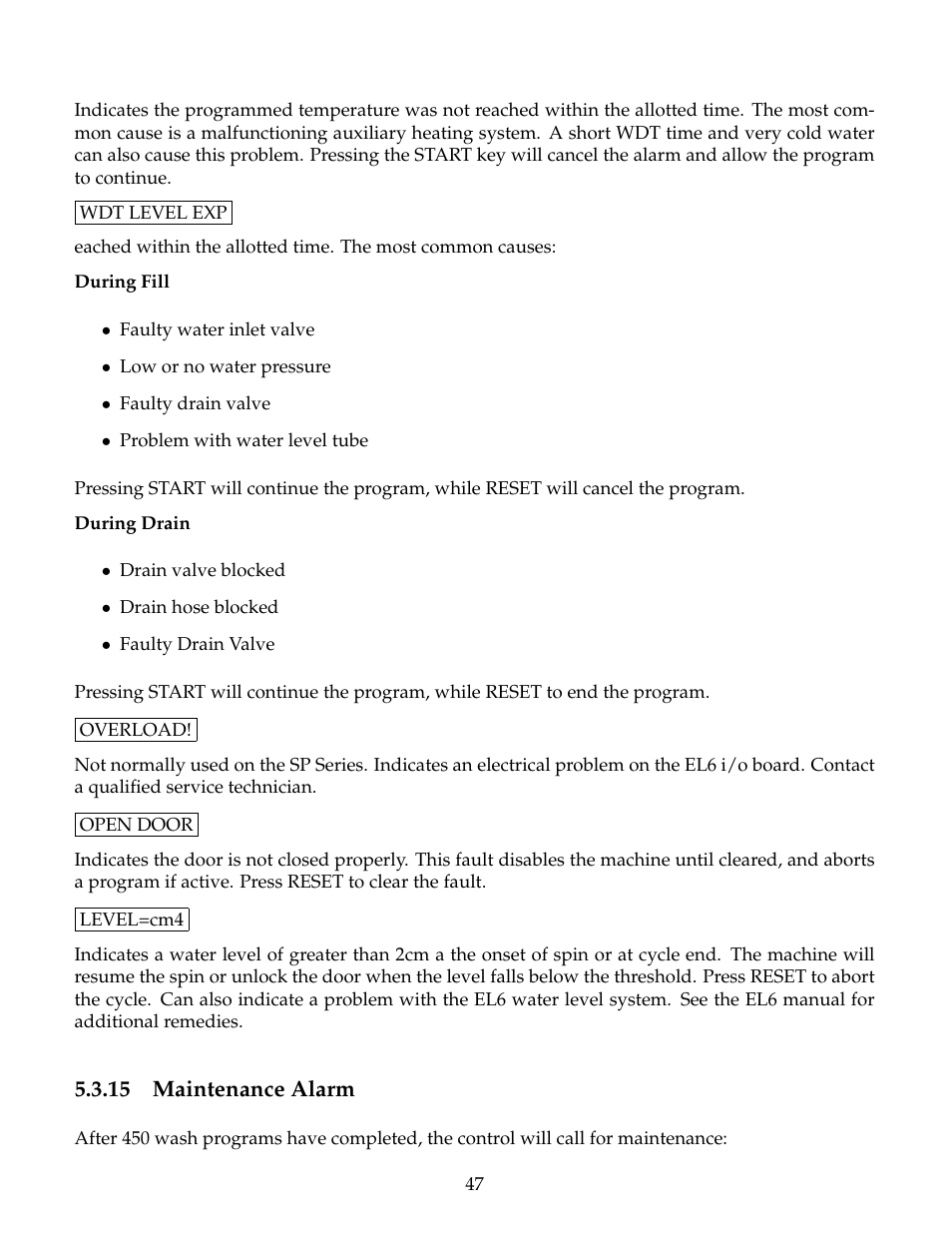 Maintenance alarm, 15 maintenance alarm | B&C Technologies SP Series Commercial User Manual | Page 51 / 60