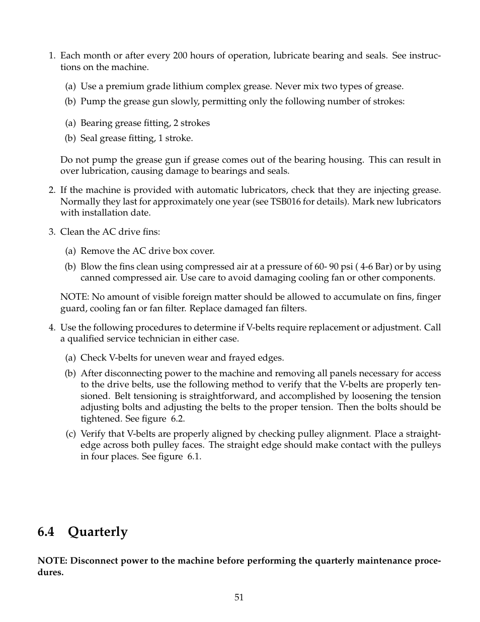 Quarterly, 4 quarterly | B&C Technologies SP Series Commercial User Manual | Page 55 / 60