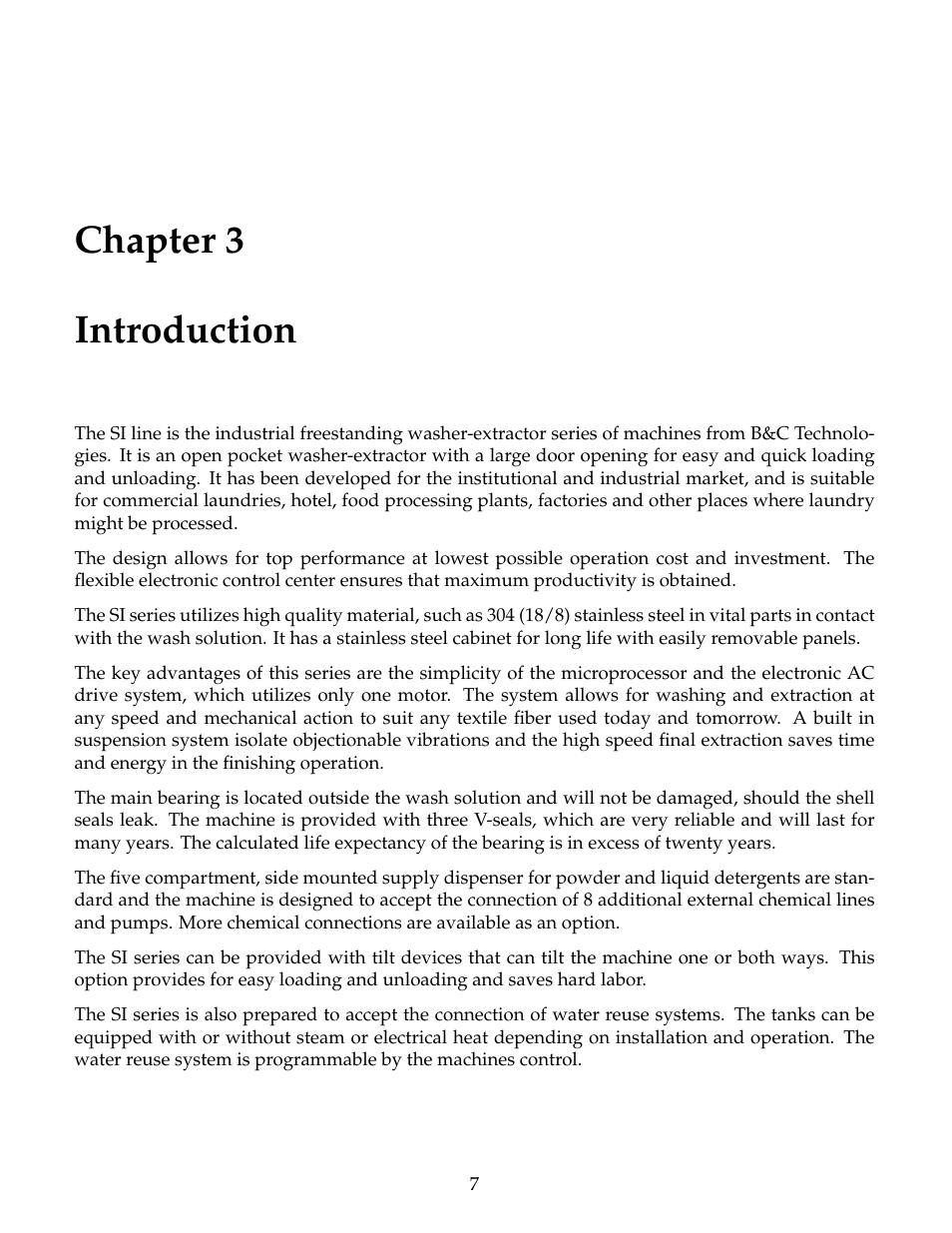 Introduction, Chapter 3 introduction | B&C Technologies SI Series Industrial User Manual | Page 11 / 55