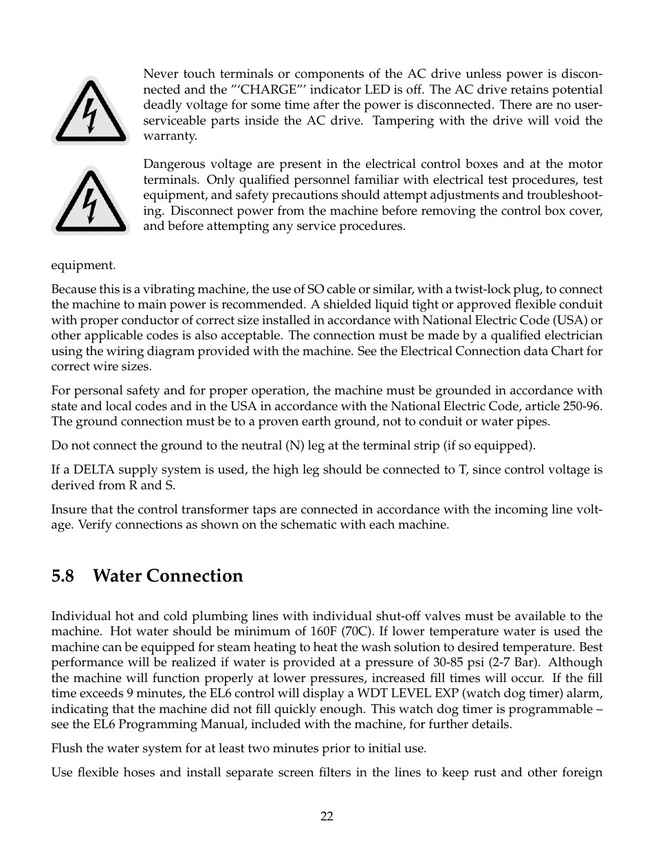 Water connection, 8 water connection | B&C Technologies SI Series Industrial User Manual | Page 26 / 55