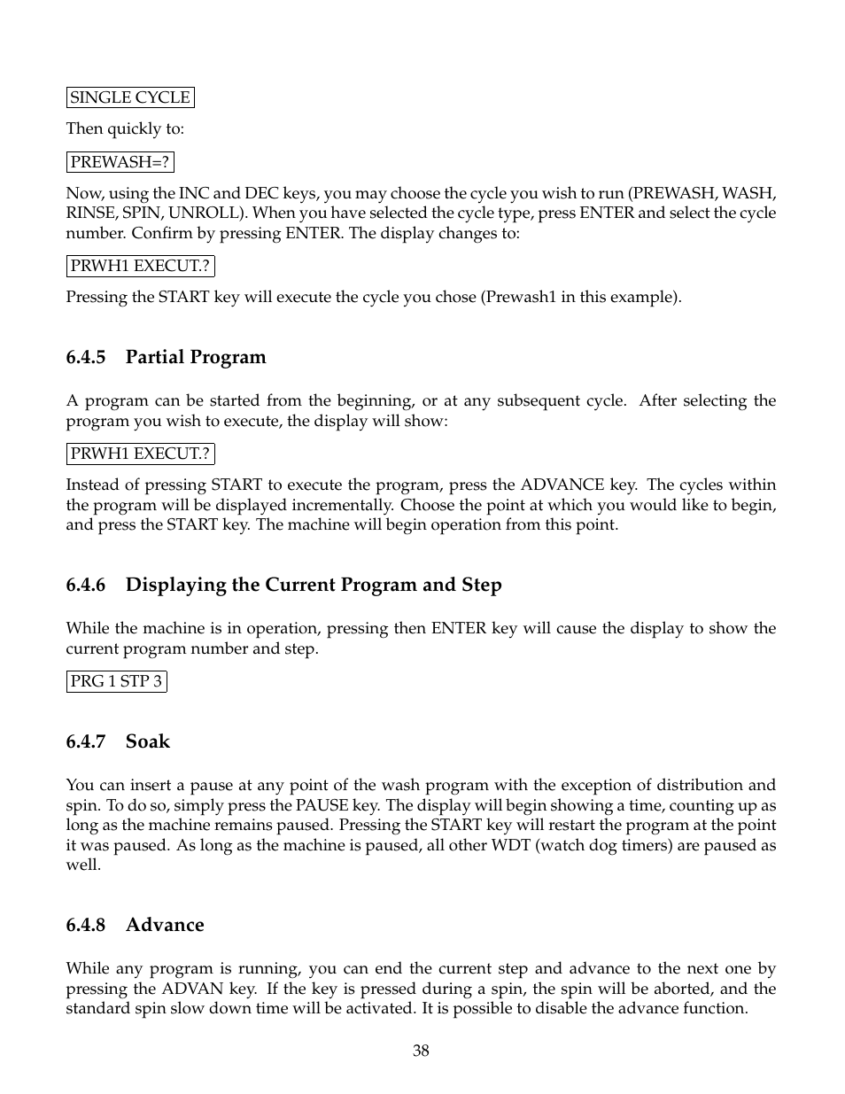 Partial program, Displaying the current program and step, Soak | Advance | B&C Technologies SI Series Industrial User Manual | Page 42 / 55
