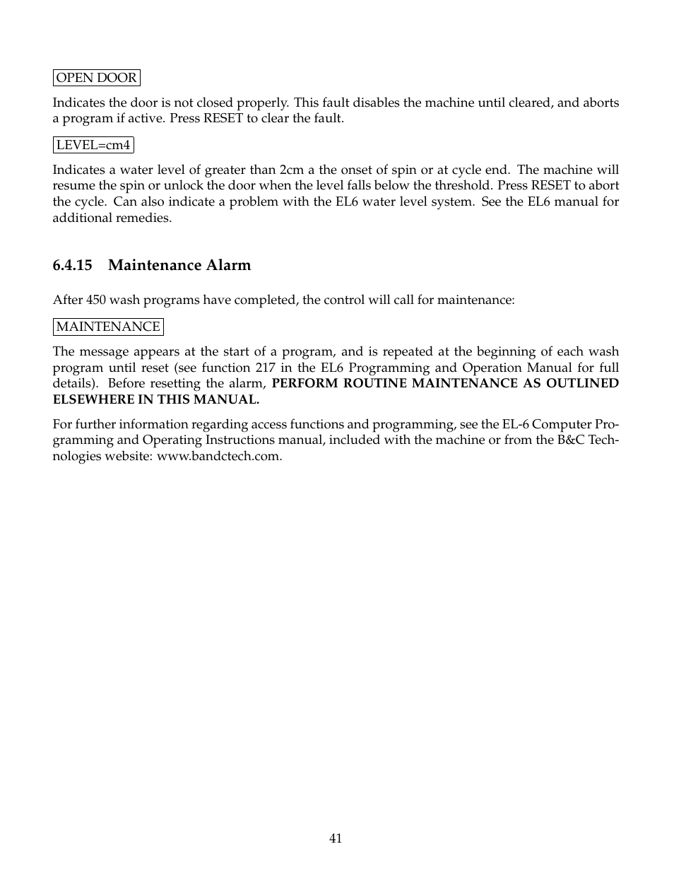 Maintenance alarm, 15 maintenance alarm | B&C Technologies SI Series Industrial User Manual | Page 45 / 55