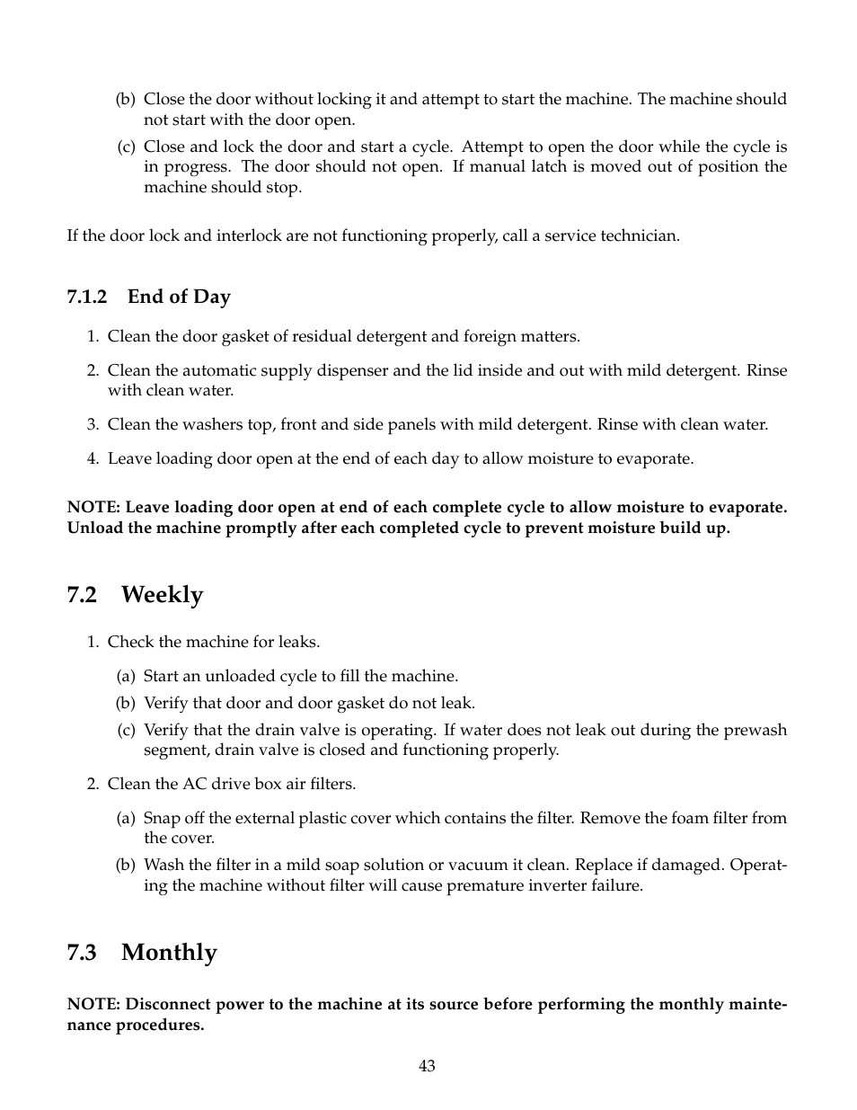End of day, Weekly, Monthly | 2 weekly, 3 monthly | B&C Technologies SI Series Industrial User Manual | Page 47 / 55