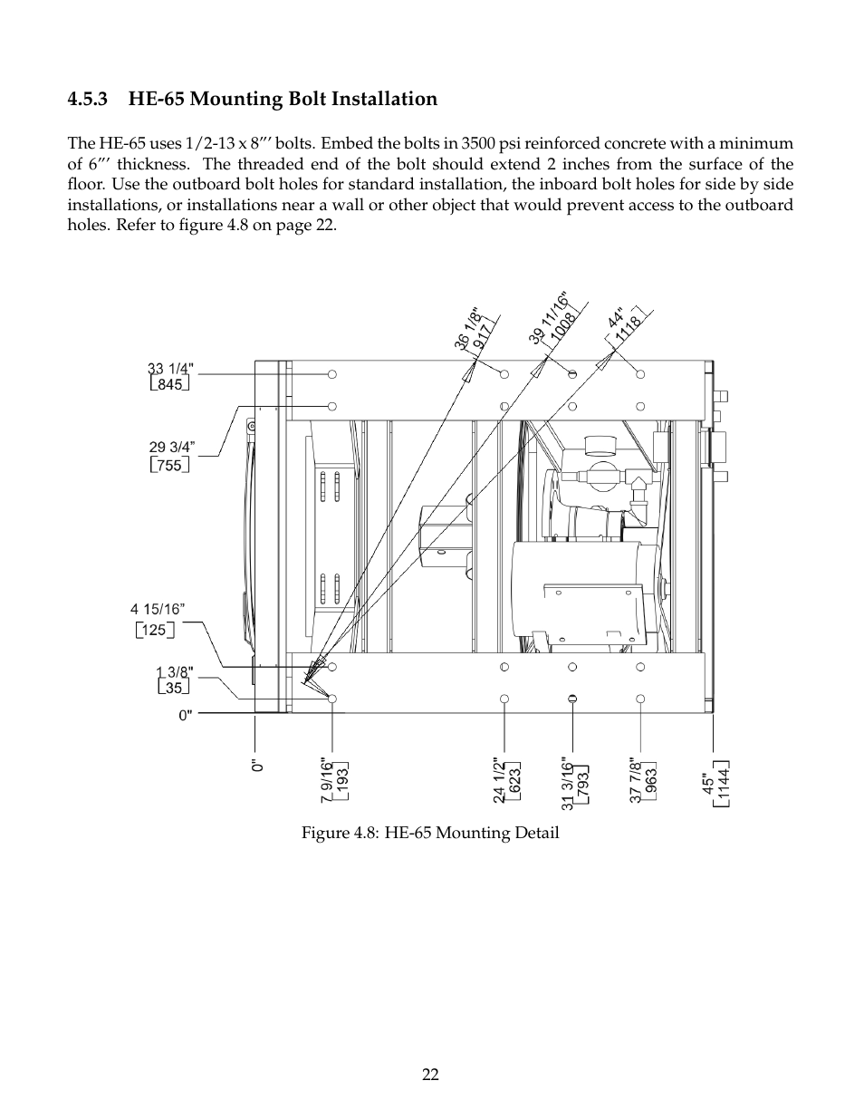 He-65 mounting bolt installation | B&C Technologies HE Series Commercial User Manual | Page 26 / 49