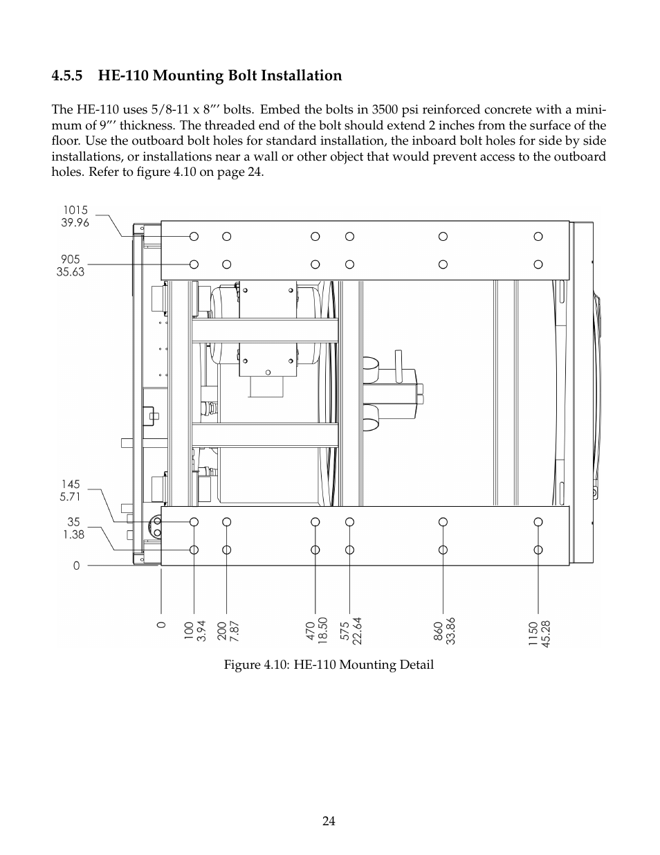 He-110 mounting bolt installation | B&C Technologies HE Series Commercial User Manual | Page 28 / 49