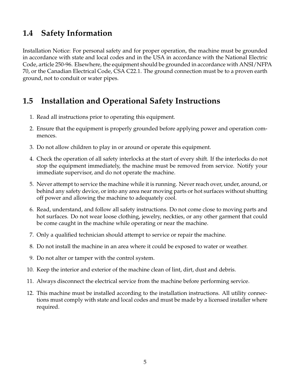 Safety information, Installation and operational safety instructions, 4 safety information | 5 installation and operational safety instructions | B&C Technologies HE Series Commercial User Manual | Page 9 / 49
