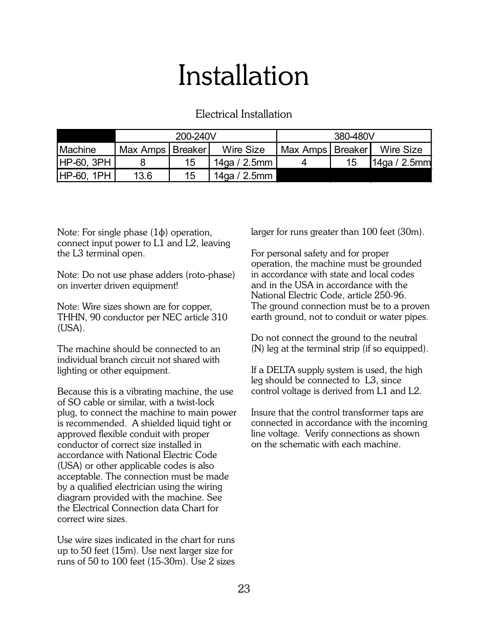 Installation | B&C Technologies HP Series Commercial User Manual | Page 24 / 38