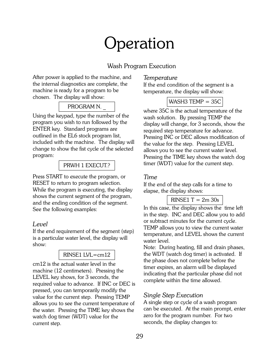 Operation | B&C Technologies HI Series Commercial User Manual | Page 29 / 39