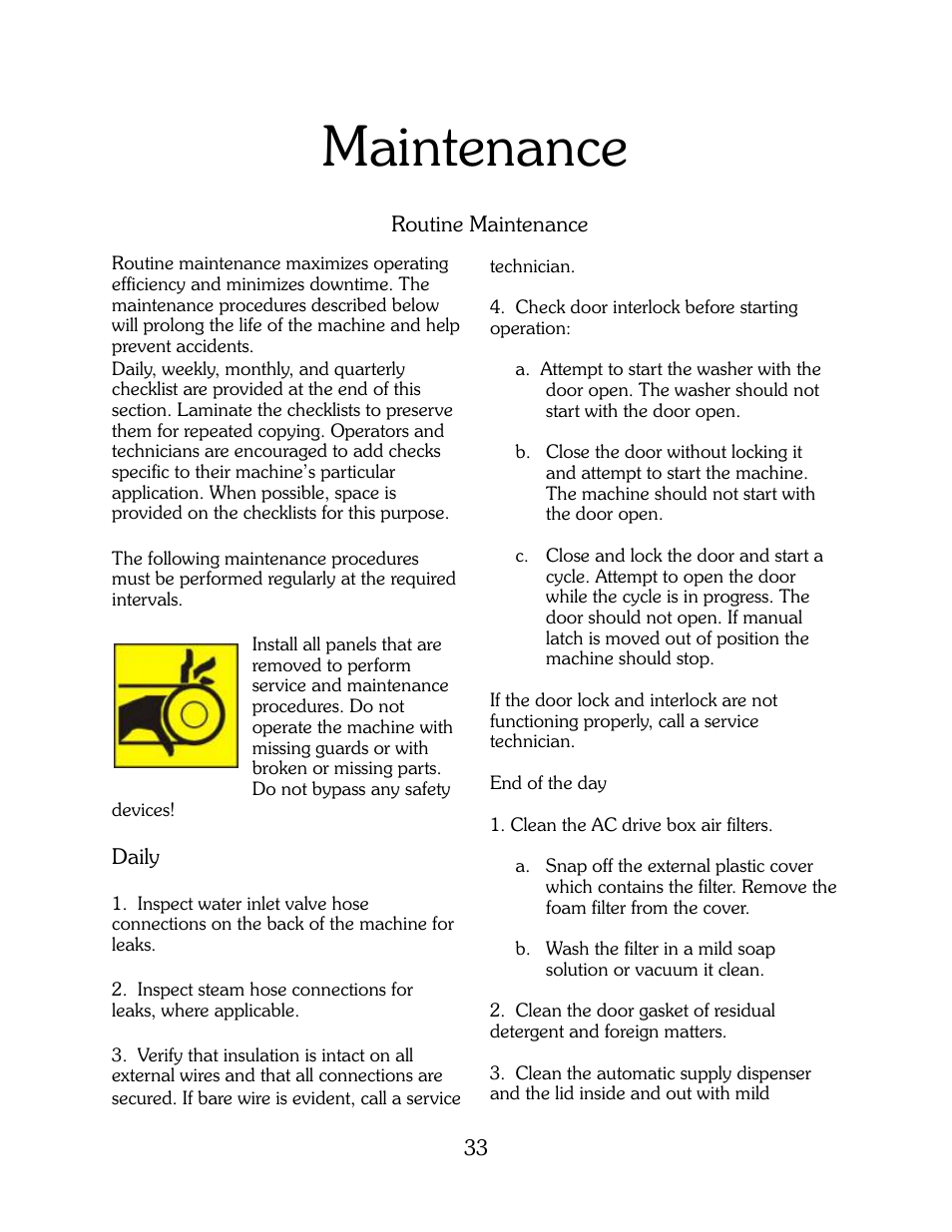 Maintenance | B&C Technologies HI Series Commercial User Manual | Page 33 / 39