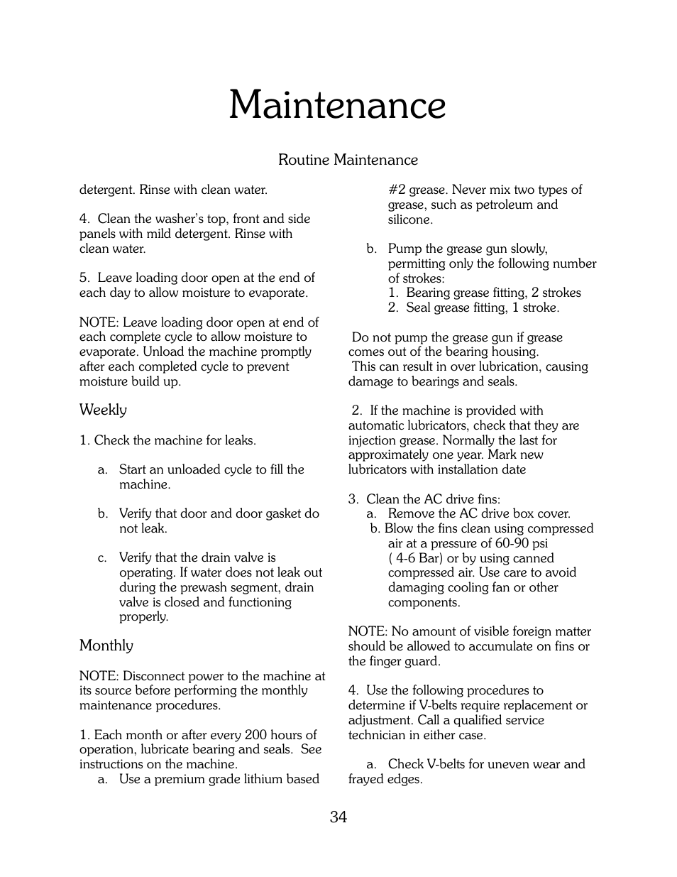 Maintenance | B&C Technologies HI Series Commercial User Manual | Page 34 / 39