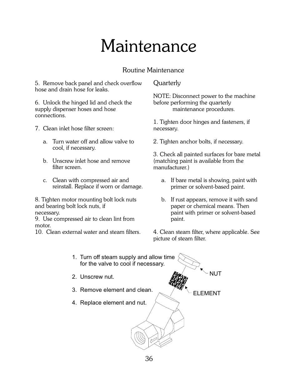 Maintenance | B&C Technologies HI Series Commercial User Manual | Page 36 / 39